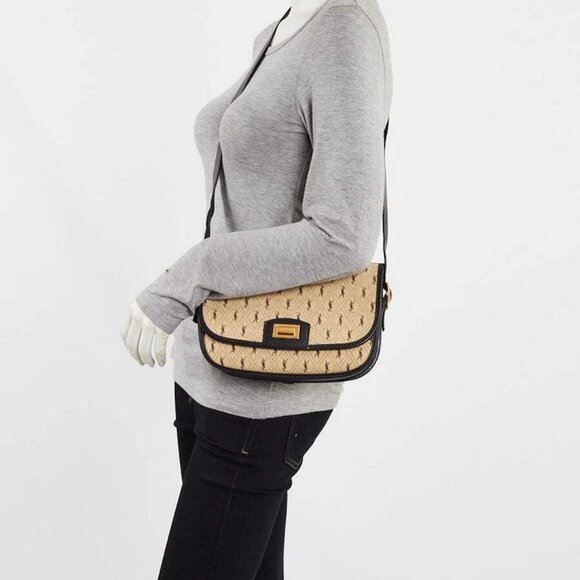 Yves Saint Laurent Beige Canvas Monogram Satchel Crossbody Bag - Picture 2 of 11